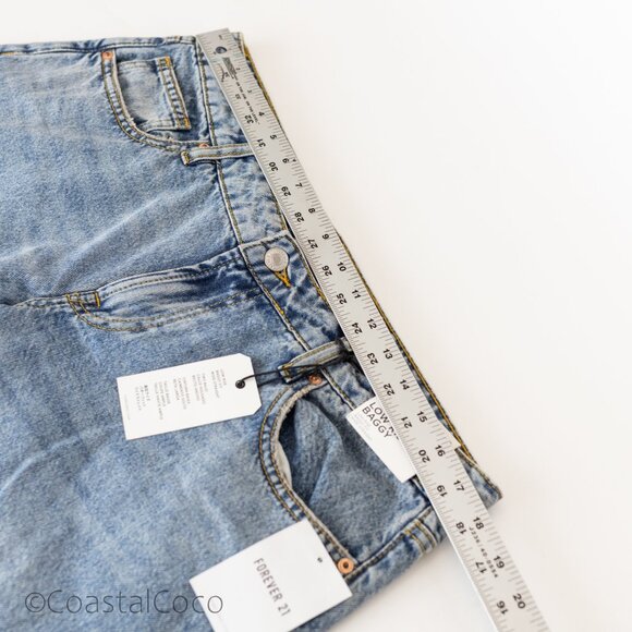 Forever 21 Women's Low Rise Baggy 30x31 Wide Leg Jeans Denim Y2K 90s Streetwear - Picture 7 of 10